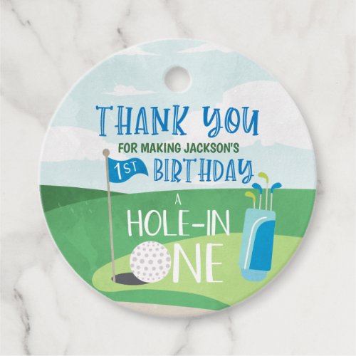 Hole in One Round Labels Golf Thank You Favor Tags