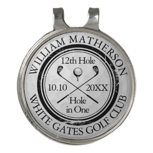 Hole in One Stamp Golf Ball Personalized Golf Hat Clip