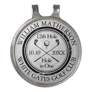 Hole in One Stamp Golf Ball Personalized Hat Clip
