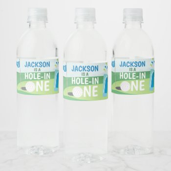 Hole In One Water Bottle Labels  Golf Birthday Water Bottle Label by PuggyPrints at Zazzle