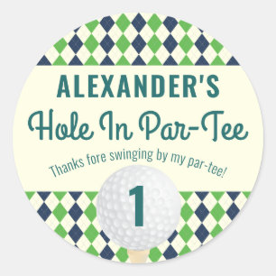 Hole in Par-Tee Any Age Golf Mastered Birthday Classic Round Sticker