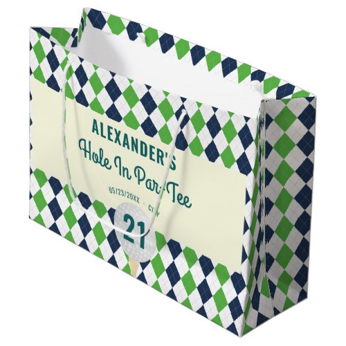 Hole in Par_Tee Any Age Golf Mastered Birthday Large Gift Bag