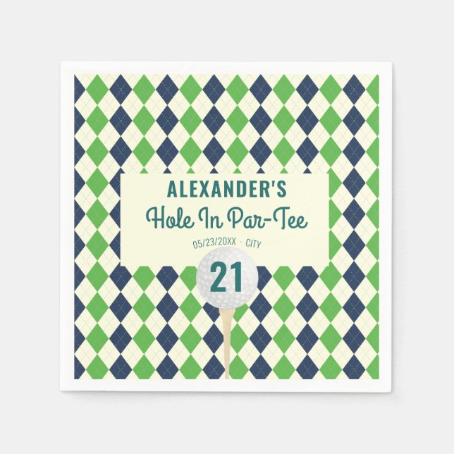 Hole in Par-Tee Any Age Golf Mastered Birthday Napkins (Front)