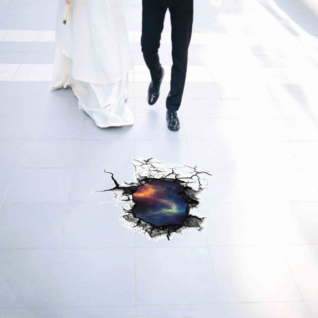 Hole Into Space White Surface Only Floor Decal  (Wedding)
