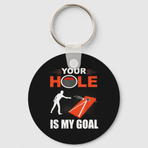 Hole Is Goal Funny Cornhole Game Bean Bag Toss Keychain