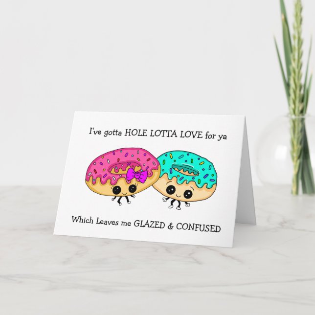Hole Lotta Love, Donut Pun, Romantic I Miss You Card (Front)