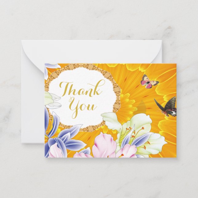 Hole Of Sunflower Thank You Note Card (Front)