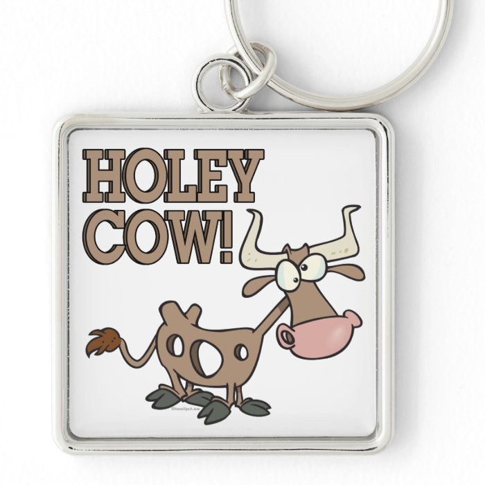 holey cow funny holy cow pun cartoon key chain