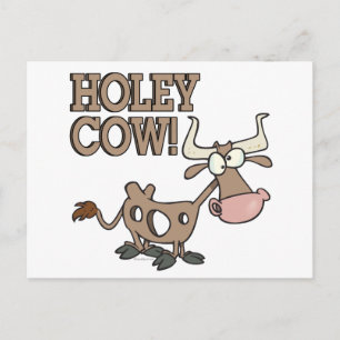 holey cow funny holy cow pun cartoon postcard
