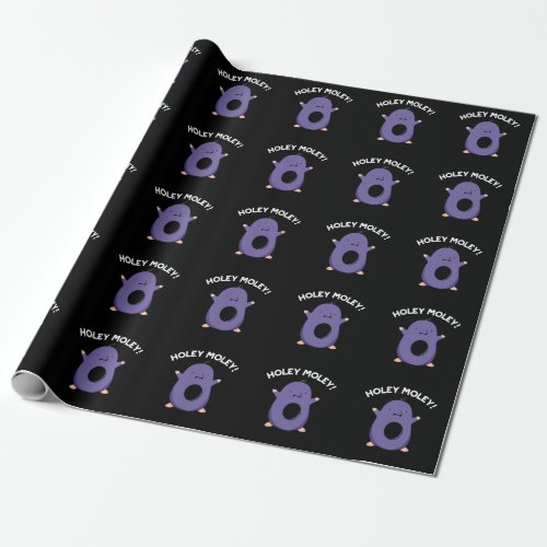 Holey Moley Funny Mole Pun Dark BG Wrapping Paper