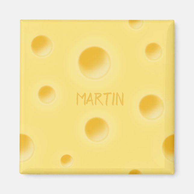 Holey Swiss Cheese Personalized Yellow Cheesy Magnet (Front)