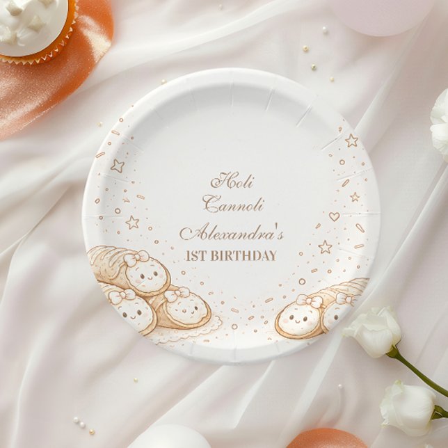Holi Cannoli Sweet Bakery 1st Birthday Paper Plates (Creator Uploaded)