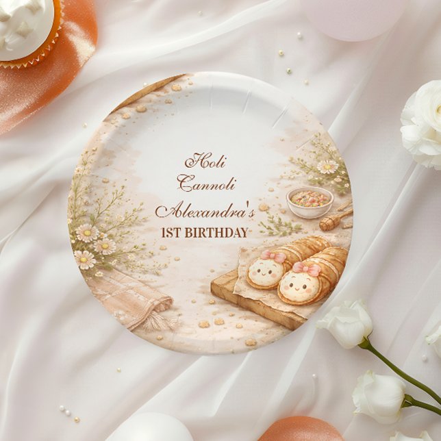 Holi Cannoli Whimsical Bakery 1st Birthday Paper Plates (Creator Uploaded)
