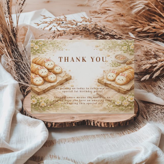Holi Cannoli Whimsical Bakery 1st Birthday Thank You Card (Creator Uploaded)
