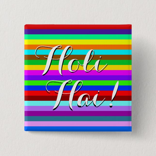 HOLI colored Stripes pattern + your ideas Button (Front)