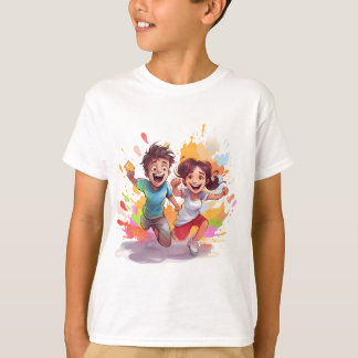 Holi - Colorful Jumping Kids T-Shirt