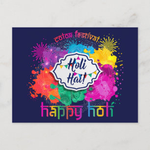 Holi Colorful Paint & Fireworks Postcard