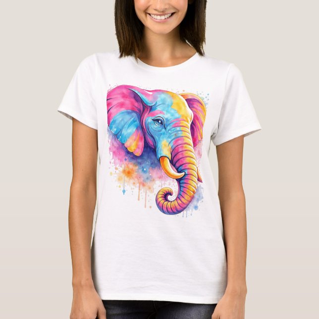 Holi Elephant Watercolor T-Shirt (Front)