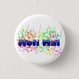 Holi Hai with Colorful Dots and Streaks Button