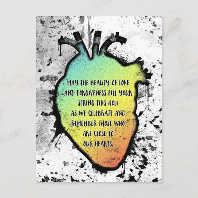 Holi Heart Festival of Love and Color Postcard (Front)
