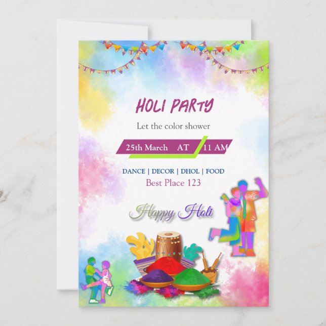 Holi Invitation Card (Front)