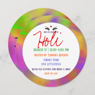 Holi Powder and Eyes Invitation