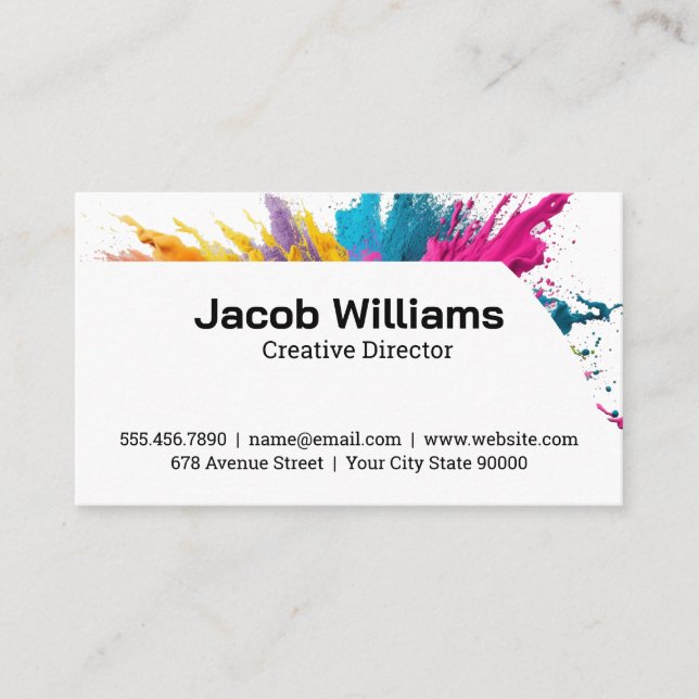 Holi Powder Colorful Splash Explosion Business Card (Front)