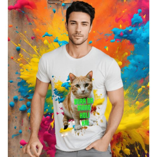 Holi printed cat design T shirt 