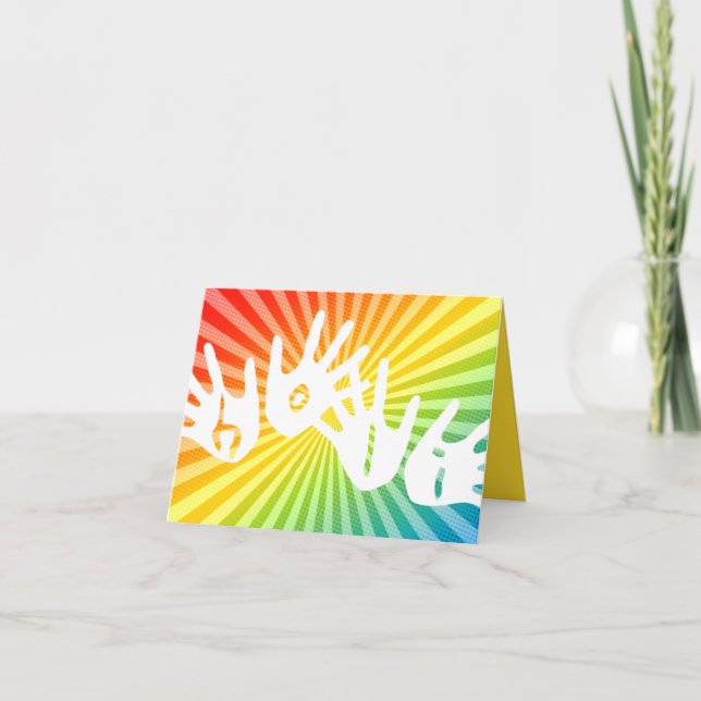 holi rainbow rays hands holiday card (Front)