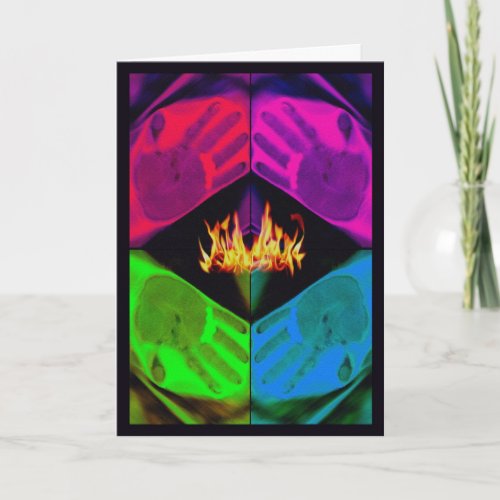Holi Spring Festival of Colors Hands and Fire Card