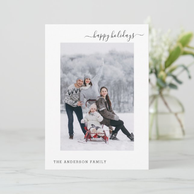Holiday 2 Photo Modern Minimal 2025 Simple Card (Standing Front)