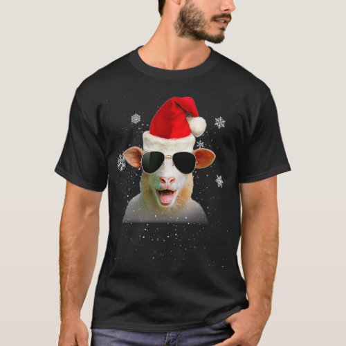 HOLIDAY 365 Christmas Funny Sheep Santa Claus Hat  T_Shirt