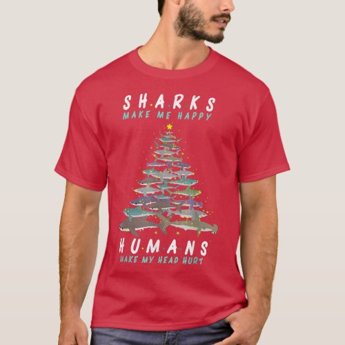 Holiday 365 sharks Christmas Tree shark Make Me Ha T_Shirt