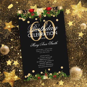 Holiday 60th Birthday Party Program Gold w/ Menu