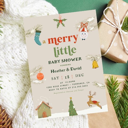 Holiday A Merry Little Baby Shower Invitation