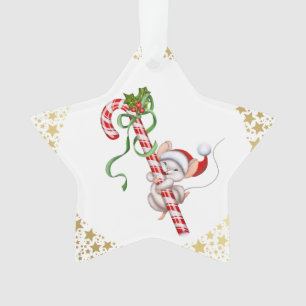 Holiday Acrylic Ornamnet-Santa Mouse Ornament