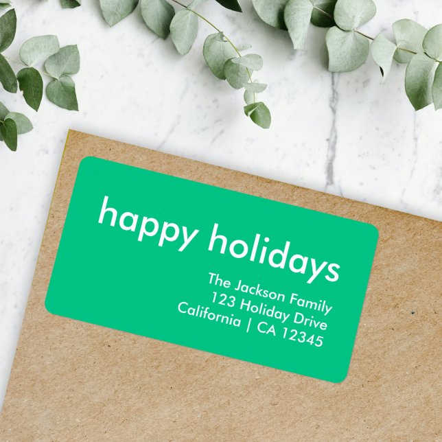 Holiday Address Label | Bright Green Stickers (Add minimalist style with this modern scandi holiday return label)