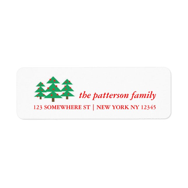 Holiday Address Label Christmas Trees (Front)