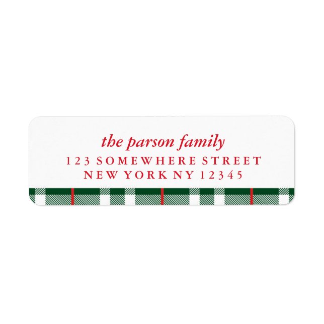 Holiday Address Label Green Plaid (Front)