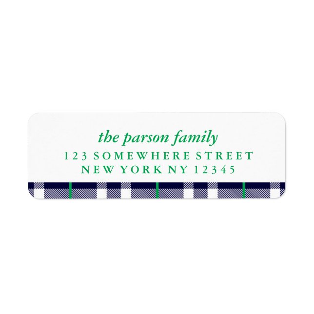 Holiday Address Label Navy Plaid (Front)