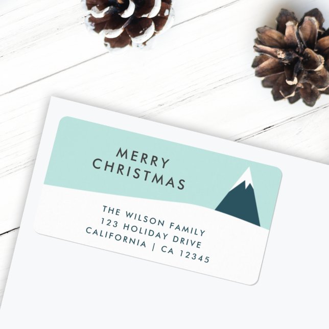 Holiday Address Labels | Christmas Snow Mountain (Modern scandi snow mountain return label by Guava for your Christmas mail ❄️)