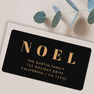 Holiday Address Labels Noel Black & Gold
