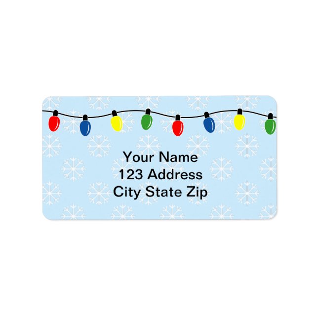 Holiday address labels with Christmas lights (Front)