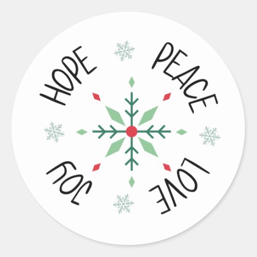 Holiday Advent Red  Green Snowflake Classic Round Sticker