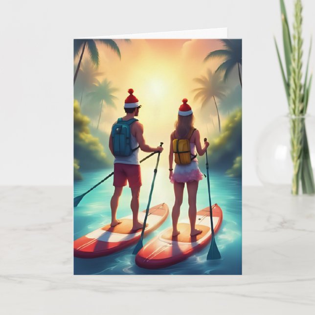 Holiday Adventure Paddleboard – Coastal Christmas  Card (Front)
