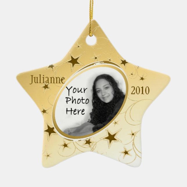 Holiday All Star Photo/ Gold Ceramic Ornament (Front)