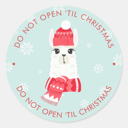 Holiday Alpaca _ Add Your Own Text Christmas Classic Round Sticker