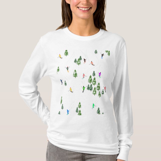Holiday Alpine Skiers Skiing  T-Shirt (Front)