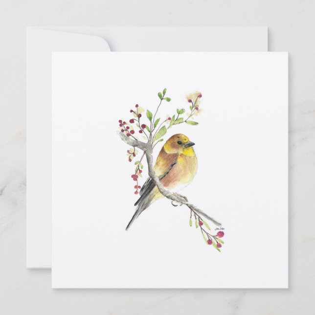 Holiday American Goldfinch Bird Card (Front)