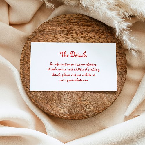 Holiday Amour  French Handwritten Wedding Details Enclosure Card